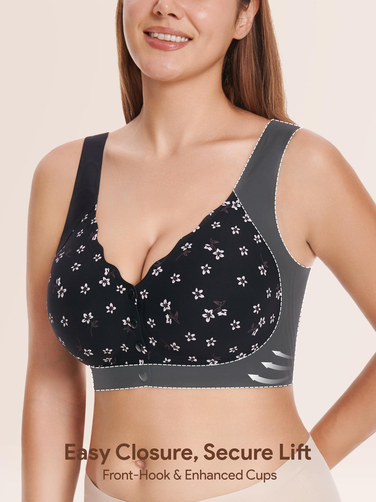 Seamless Daisy Bra for Women Front Closure Jelly Bras Soft,Post Surgery