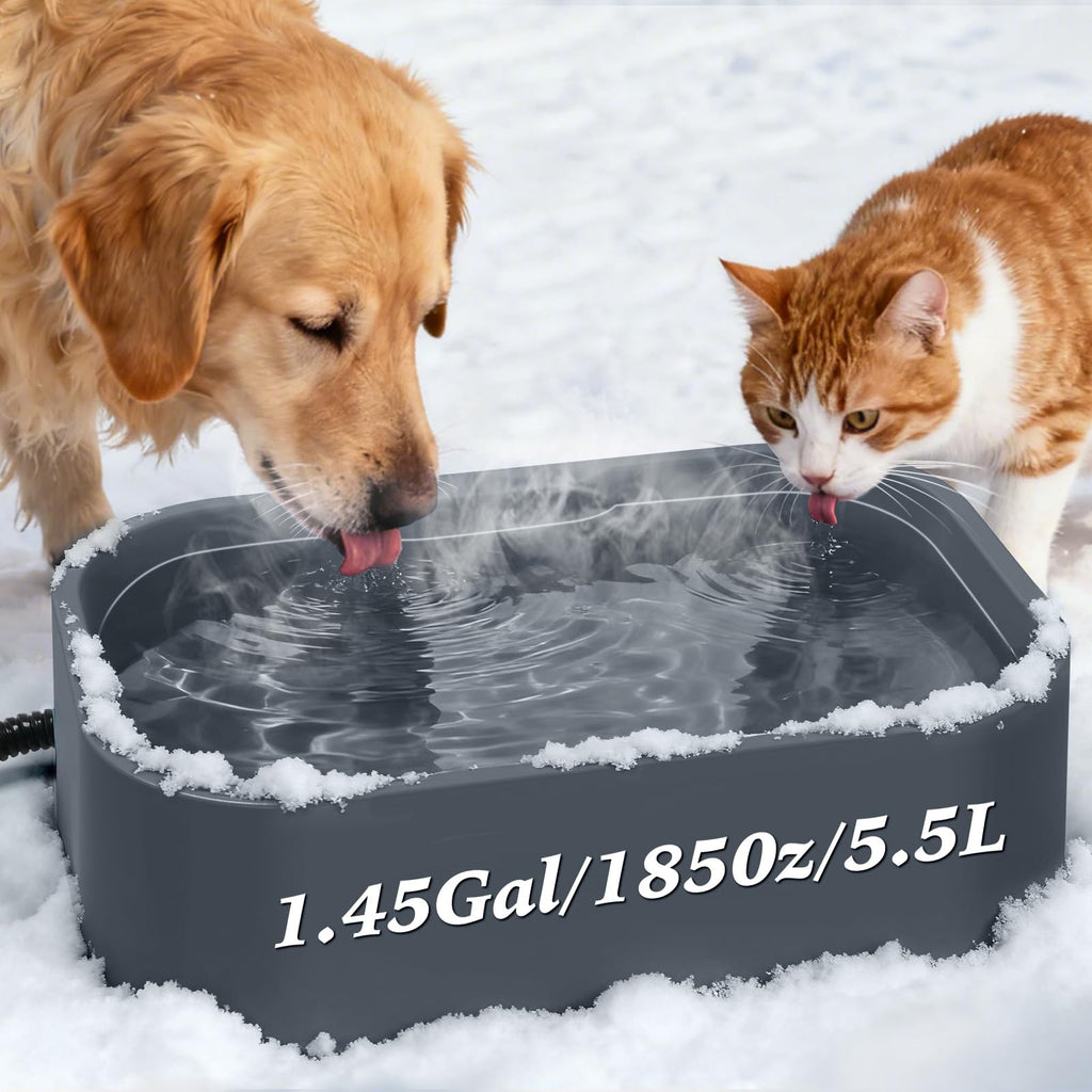 IPOW Extra Large Heated Pet Bowl with 5 Layers Design for Heating & Heat