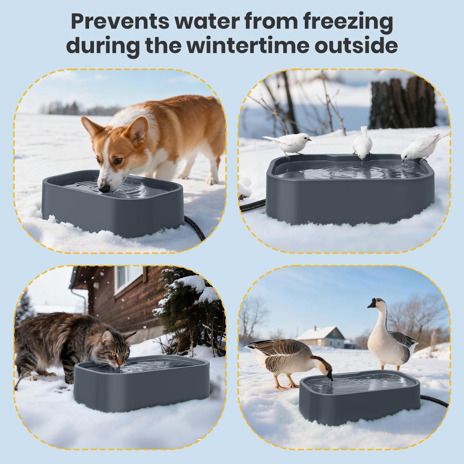 IPOW Extra Large Heated Pet Bowl with 5 Layers Design for Heating & Heat