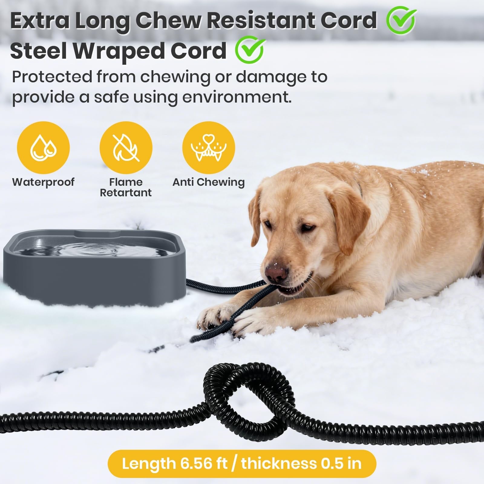 IPOW Extra Large Heated Pet Bowl with 5 Layers Design for Heating & Heat