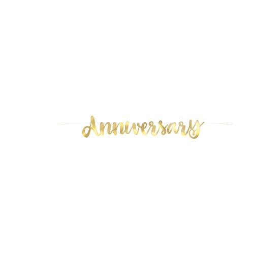 Happy Anniversary Foil Banner Gold 3.5 Ft Script Party Decoration 1 Piece