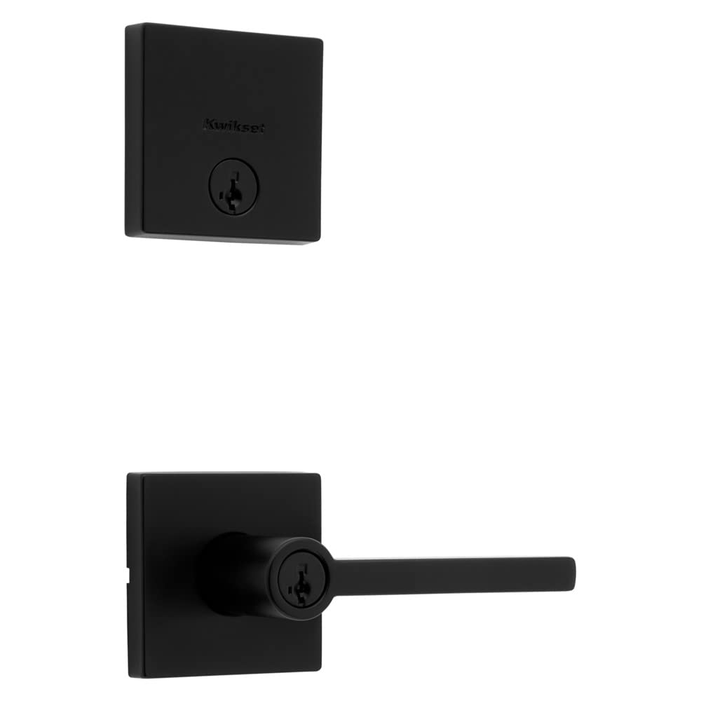 Kwikset Halifax Keyed Entry Lever and Deadbolt Combo, Matte Black