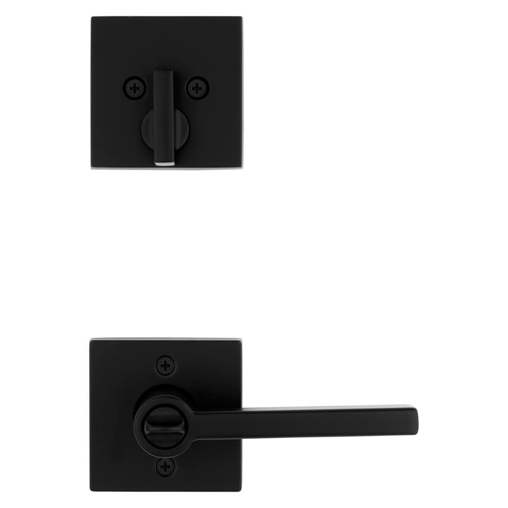 Kwikset Halifax Keyed Entry Lever and Deadbolt Combo, Matte Black