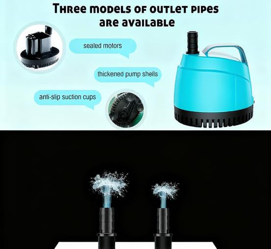 WUCIOOO 210GPH Ultra Quiet Bottom Suction Submersible Water Pump (780L/H, 15W)
