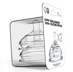 Comotomo 2 Pack Silicone Replacement Nipple, Slow Flow Clear, 0-3 Months