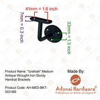 Adonai Hardware Izrahiah Medium Antique Wrought Iron Sturdy Handrail Brackets