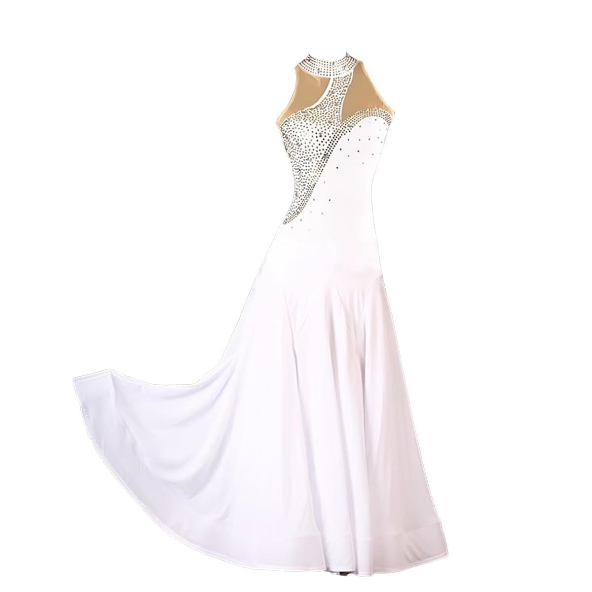 FCDDQM Ballroom Dance Dresses for Women Modern Waltz Tango Dress Sleeveless