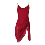 FCDDQM Ballroom Dance Dresses for Women Modern Waltz Tango Dress Sleeveless