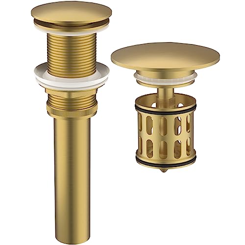 HEROBAI Bathroom Pop up Drain Without Overflow, Anti-Clogging Vessel Sink Drain