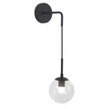 BOKT Mid Century Modern Black Wall Sconce Light Clear Glass Globe Ball Wall