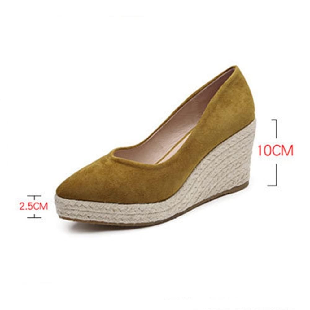 Kldyj Womens Espadrilles Wedges Pumps Platform Close Pointed Toe Slip On Loafers Casual Sandals Dress Solid Color Shoes(Black,5 US)