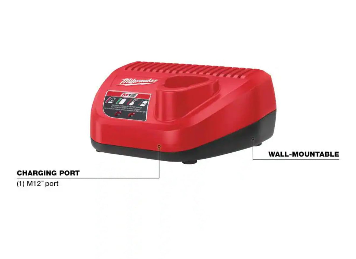 2 Pack Milwaukee M12 12V Lithium-Ion 2.0Ah Battery Charger 48-59-2420P