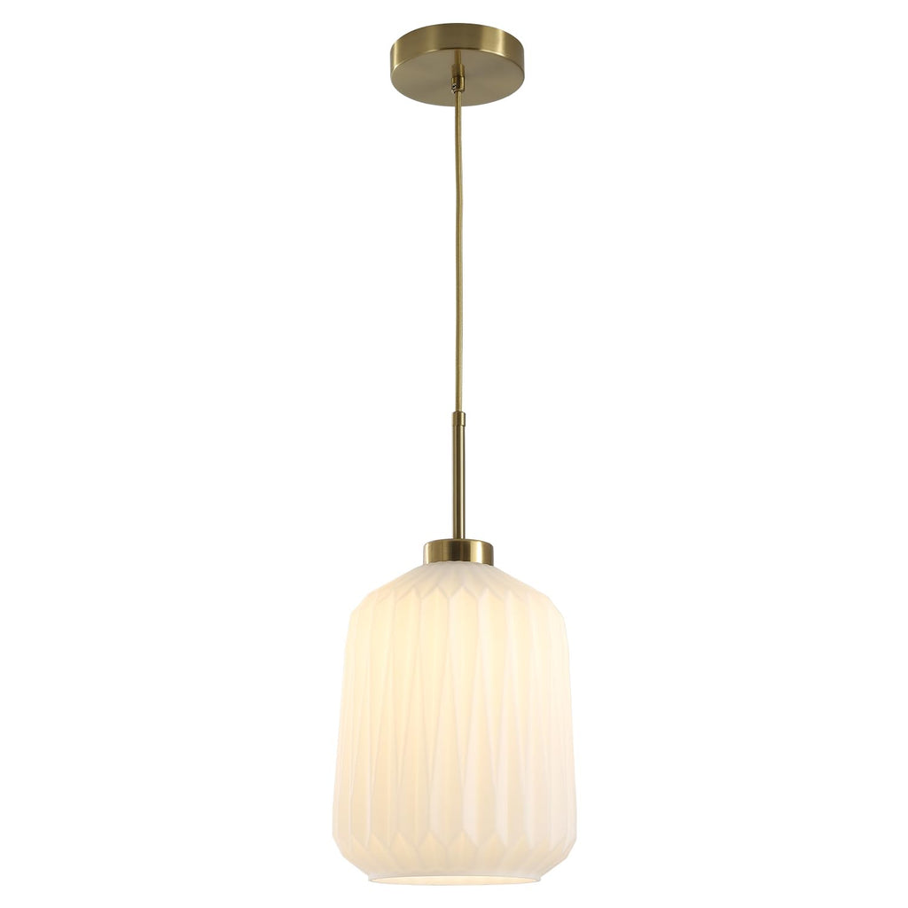 Fulesi Mid Century Gold Pendant Light White Glass Kitchen Island Fixture