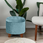 Homepop Round Velvet Tufted Ottoman Upholstered Foot Rest Accent Stool