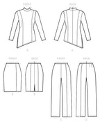 Vogue V1607A5 Easy Women's Asymmetrical Shirt, Skirt, and Fitted Pants Sewing