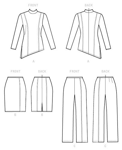 Vogue V1607A5 Easy Women's Asymmetrical Shirt, Skirt, and Fitted Pants Sewing