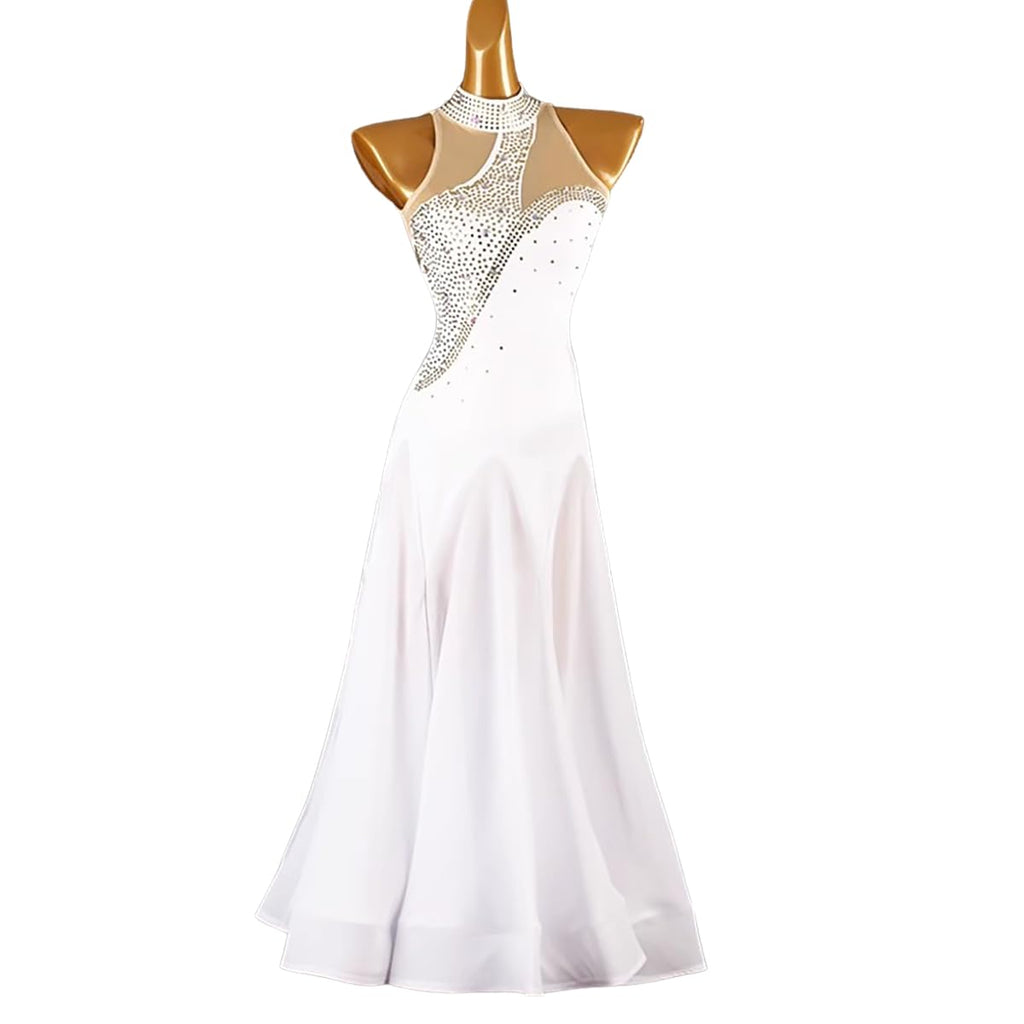 FCDDQM Ballroom Dance Dresses for Women Modern Waltz Tango Dress Sleeveless