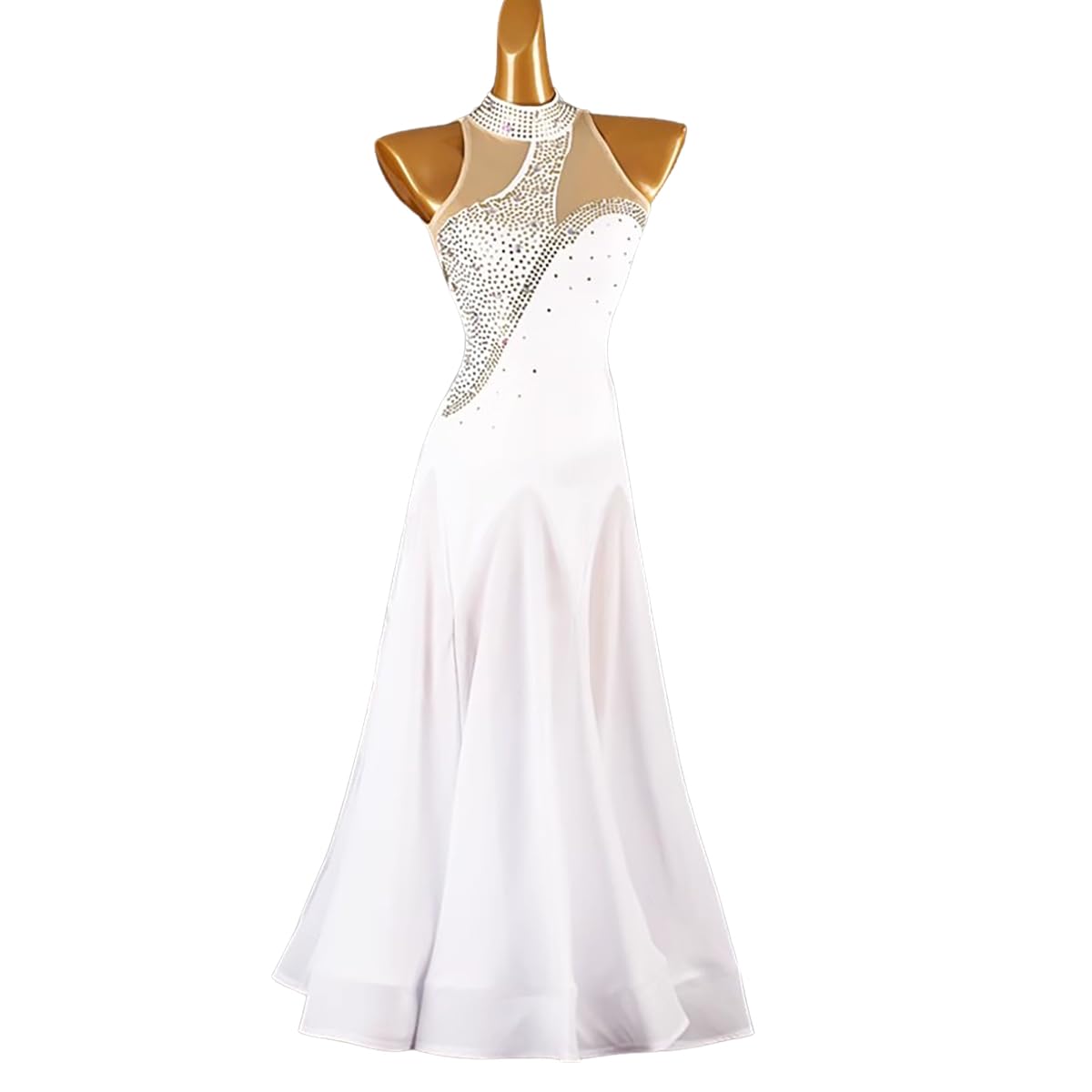 FCDDQM Ballroom Dance Dresses for Women Modern Waltz Tango Dress Sleeveless
