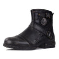 OSSTONE Moto Boots for Women Fashion Zipper-up Leather Chukka Boots Casual Shoes MS-5008-1-BP-WUS-R 11.5