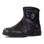 OSSTONE Moto Boots for Women Fashion Zipper-up Leather Chukka Boots Casual Shoes MS-5008-1-BP-WUS-R 11.5