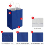 Oikss 50 Pack 5.25x3.25x8.25 Inch Small Royal Blue Kraft Paper Bags with Handles