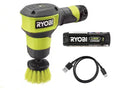 RYOBI USB Lithium Compact Scrubber Kit with 2.0 Ah Battery, USB Charging Cord,