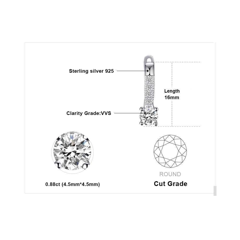 JewelryPalace 1ct Cubic Zirconia Huggie Hoop Earrings for Women, CZ Round Cut