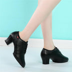 Women's Jazz Shoes, Lace-Up Dancing Sneakers for Ladies Modern Ballroom Dance Shoes Platform Walking Dance Shoes,3.5cm full sole,8.5