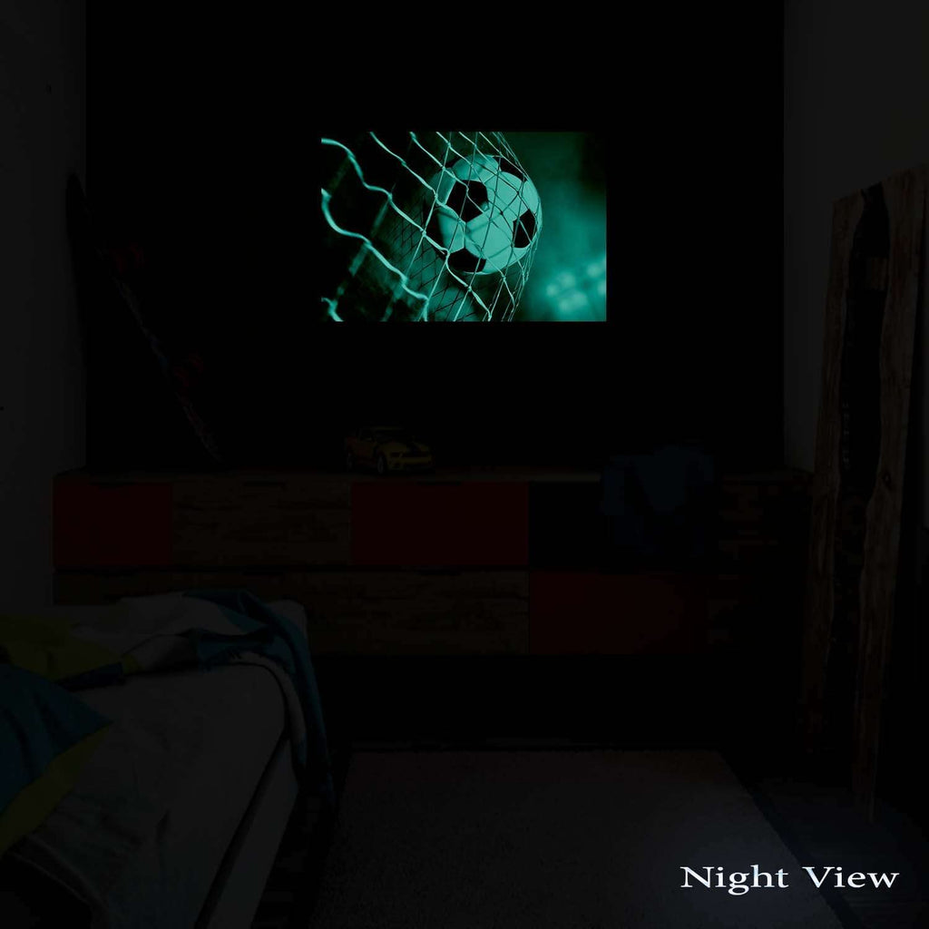 Startonight Wall Art Canvas Soccer Ball, Sports Picture Ball Net Blue Sky