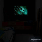 Startonight Wall Art Canvas Soccer Ball, Sports Picture Ball Net Blue Sky