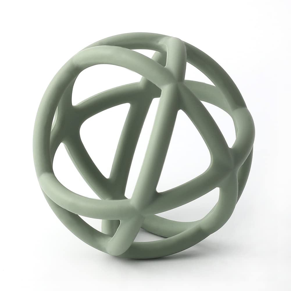 TOPGOMES Baby Teether Ball Toy, BPA Free Silicone Soft Ball Easy to Hold Teether