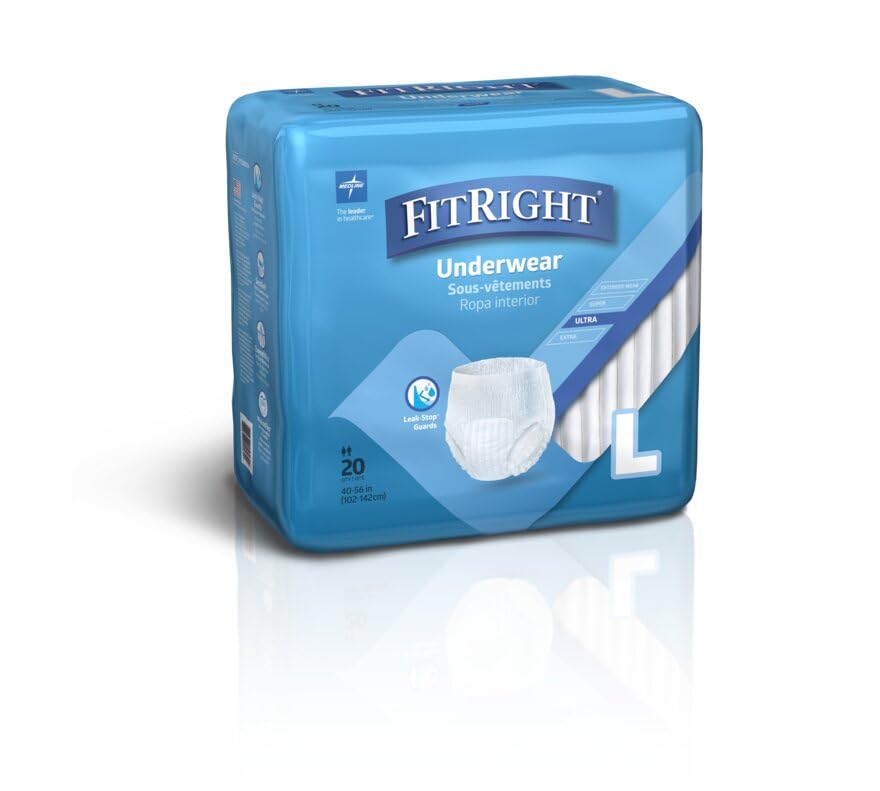 80 Count Large FitRight Ultra Adult Incontinence Underwear, Heavy Absorbency, 40
