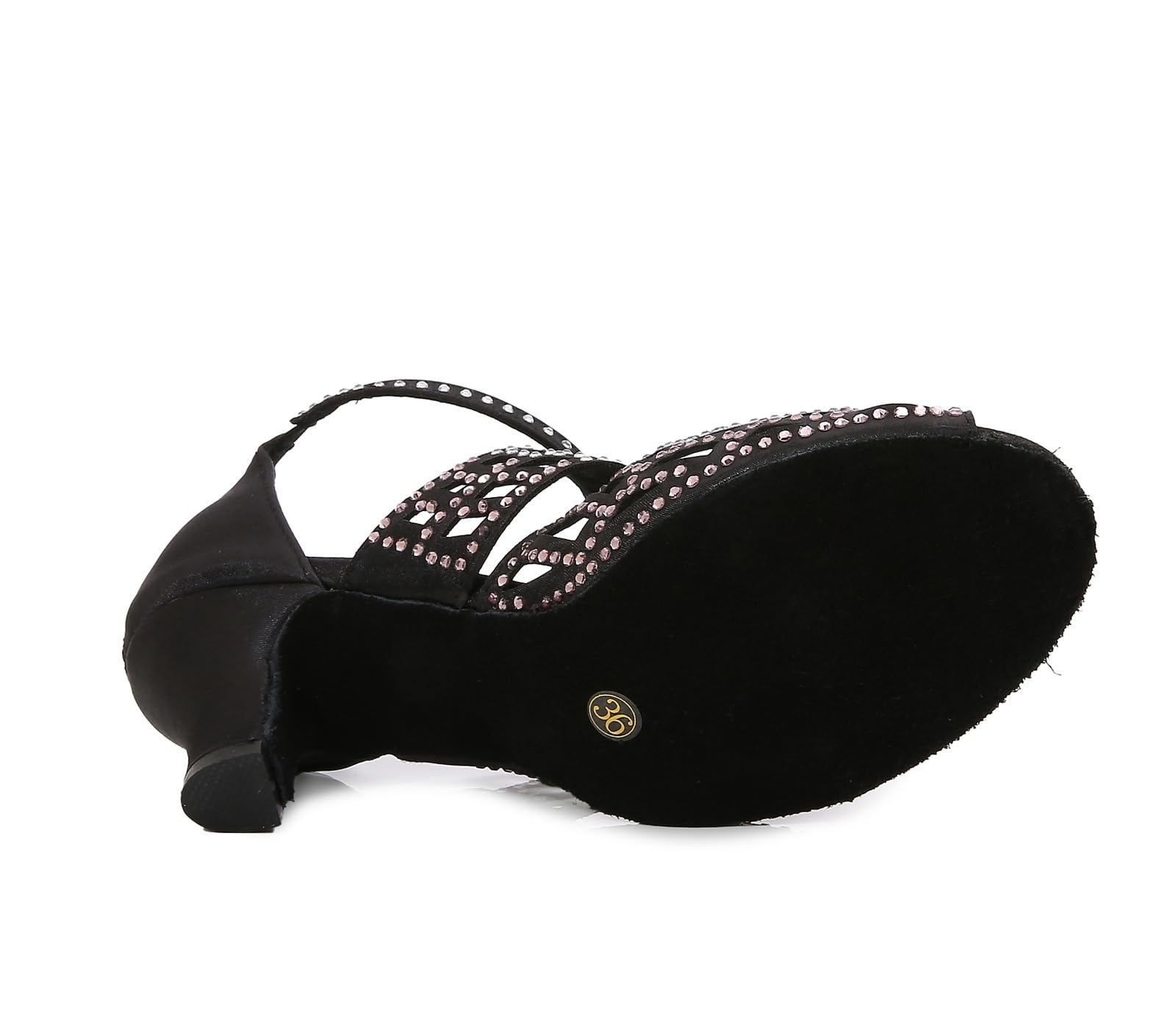 Inboopark Latin Ballroom Shoes for Women Sparkly Dance Wedding Sandals B611 Black 2.5" Heel US 7.5