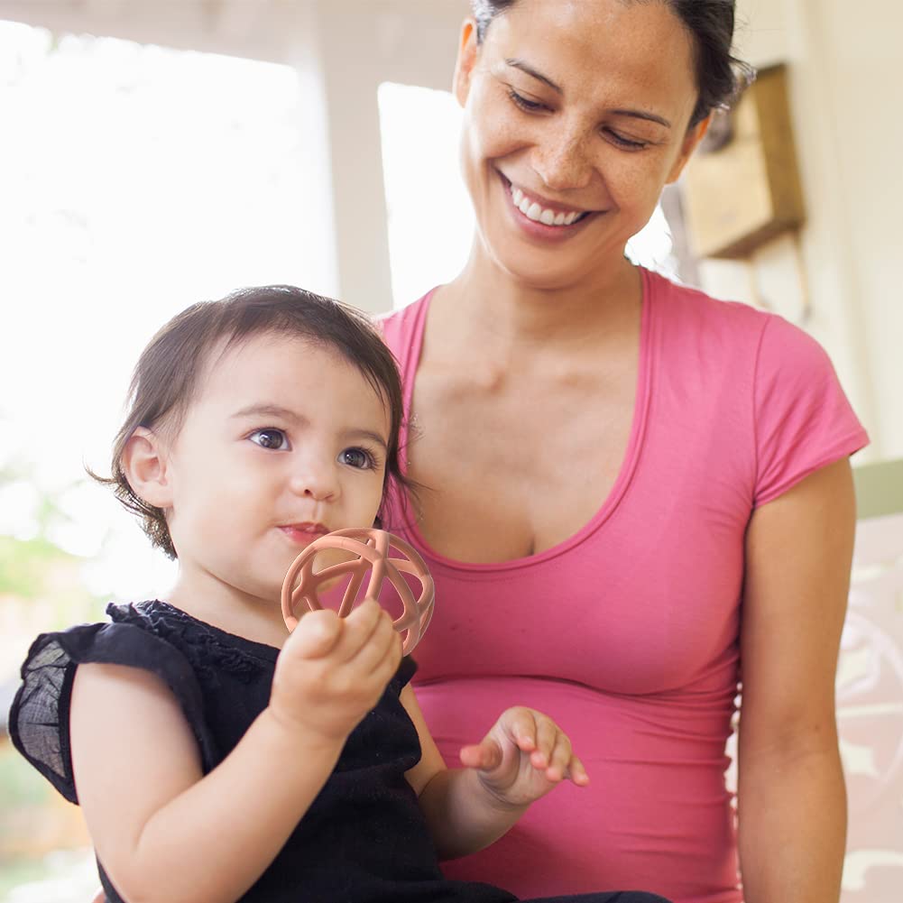 TOPGOMES Baby Teether Ball Toy, BPA Free Silicone Soft Ball Easy to Hold Teether