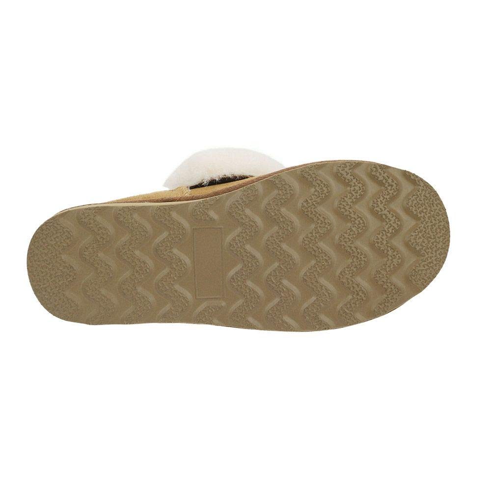 PAMIR Women's Winter Warm House Shoes & Slipper Boots - Indoor Outdoor Ankle Booties with Genuine Suede, Sheepskin Trim & Memory Foam, Chestnut, Size 8 US