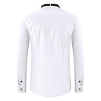 FAHIZO Mens White Tuxedo Shirt Wing Collar French Cuffs Formal Dress Shirt