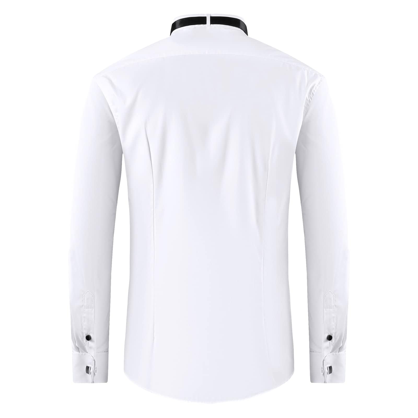 FAHIZO Mens White Tuxedo Shirt Wing Collar French Cuffs Formal Dress Shirt