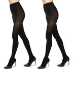 MeMoi 2 Pack Perfectly Opaque Tights, Microfiber Control Top Tights, Comfortable