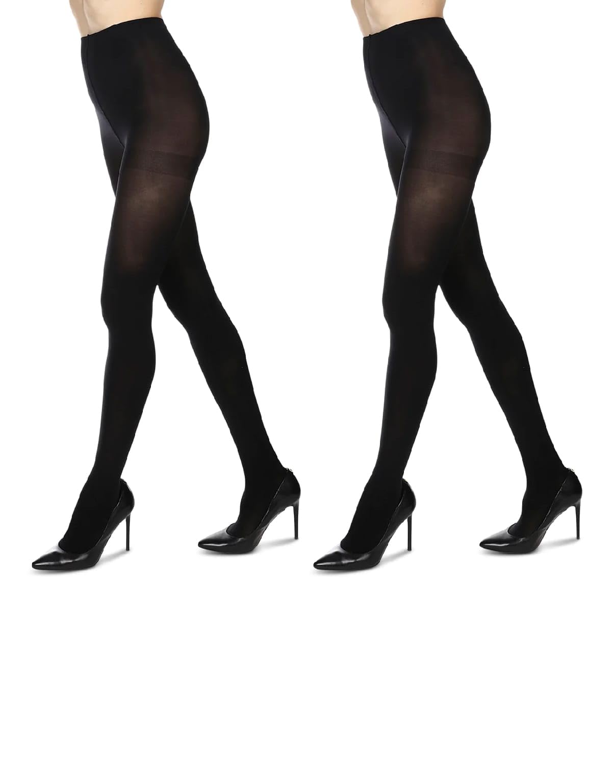 MeMoi 2 Pack Perfectly Opaque Tights, Microfiber Control Top Tights, Comfortable
