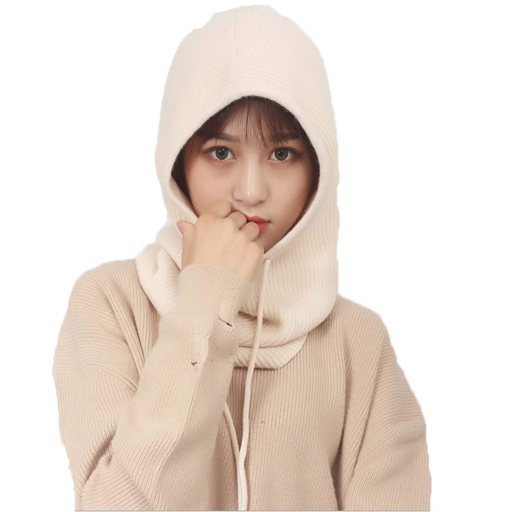 YEKEYI Women Balaclava Hood hat Winter Cashmere Knitted Beanie Hats Ski Mask Ski