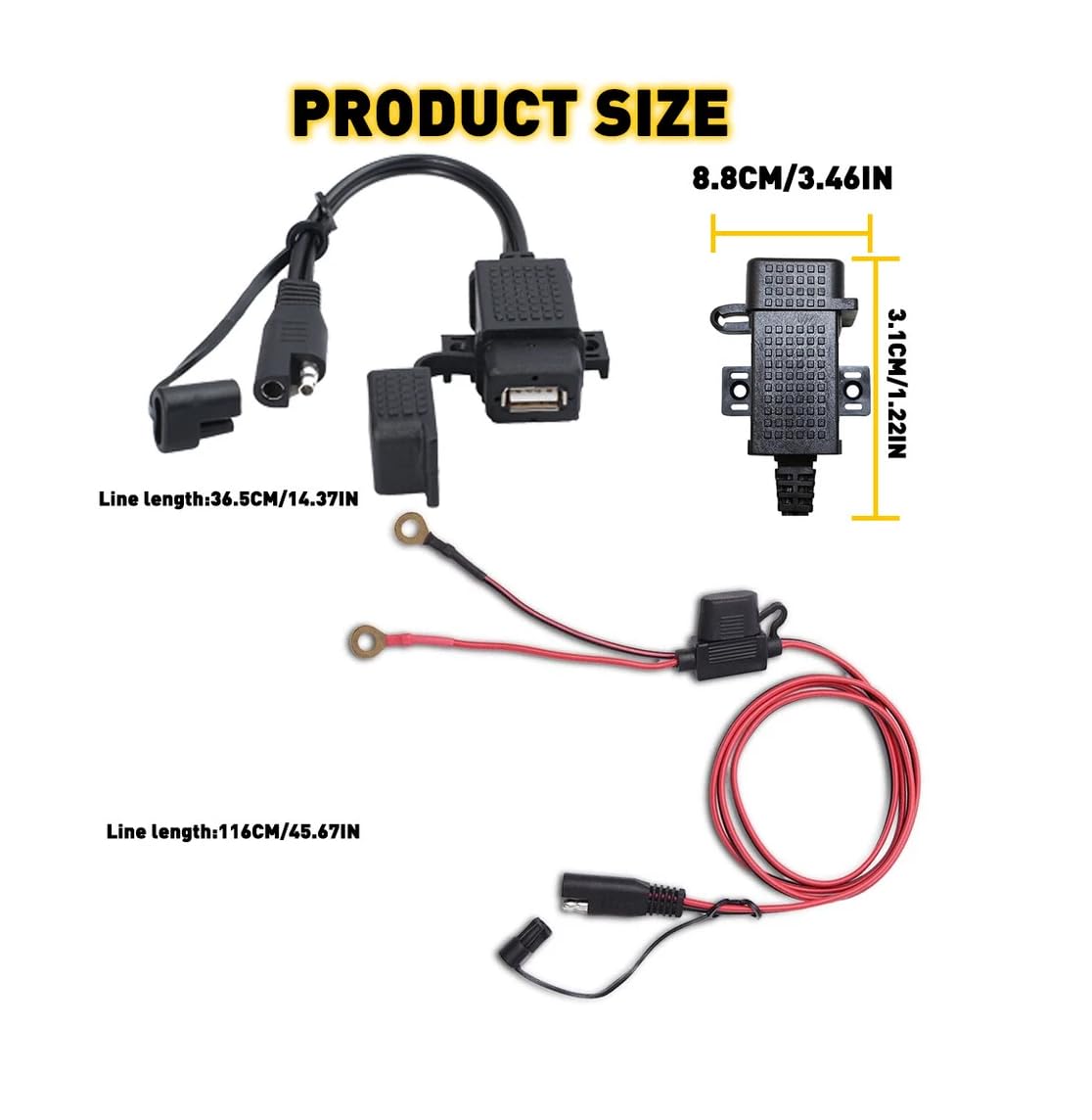 Motorcycle to for USB Cable 3.1A Waterproof Phone for USB Charger Socket Kit