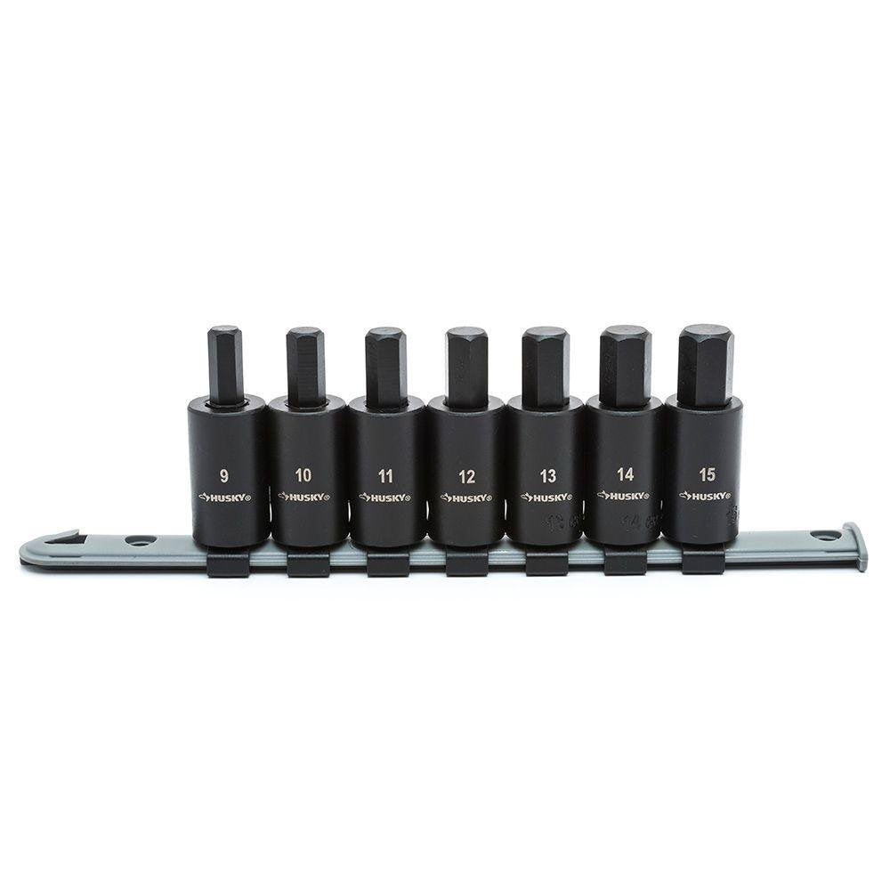 Husky 1/2 in. Drive Hex Bit Impact Socket Set MM (7-Piece) H2DMMHBI7PC
