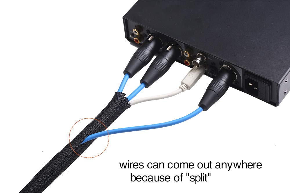 Alex Tech 10ft Cord Protector Wire Loom Tubing 1 Inch Cable Sleeve Split Black