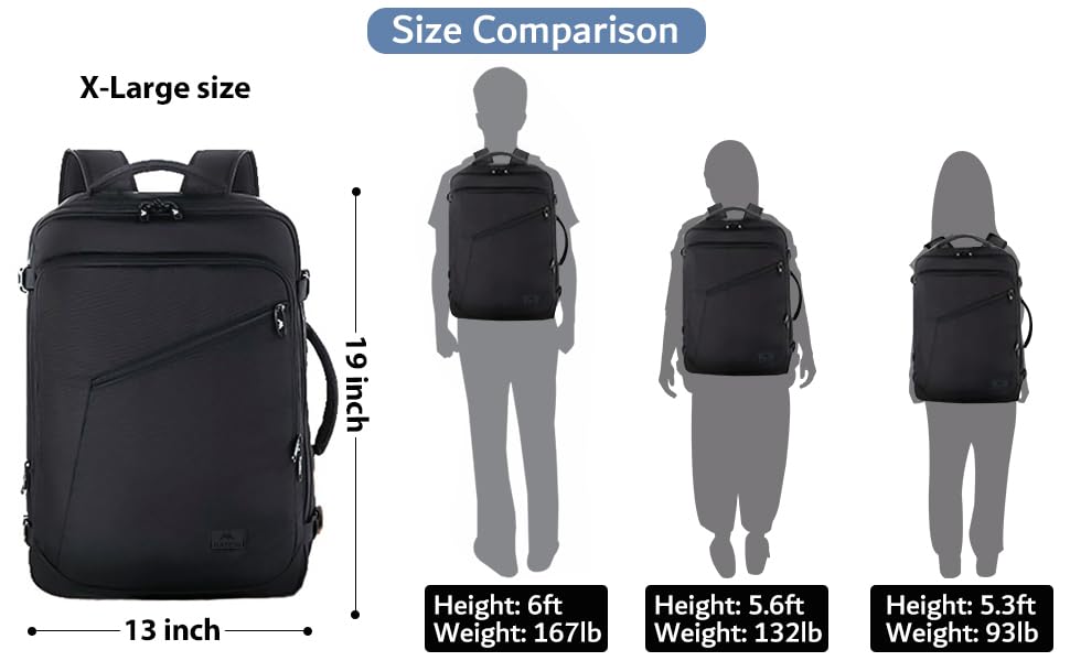MATEIN 40L Carry On Travel Backpack Expandable Weekender Bag Black