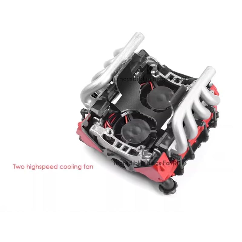 LS7 V8 Simulation Engine Radiator Motor Cooling Fan for 1/10 RC Cover Car TRX-4