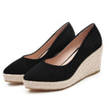 Kldyj Womens Espadrilles Wedges Pumps Platform Close Pointed Toe Slip On Loafers Casual Sandals Dress Solid Color Shoes(Black,5 US)