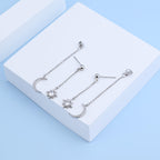 Watforsh Moon and Star Dangle Earrings for Women Chain Tassel with Cubic