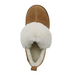 PAMIR Women's Winter Warm House Shoes & Slipper Boots - Indoor Outdoor Ankle Booties with Genuine Suede, Sheepskin Trim & Memory Foam, Chestnut, Size 8 US
