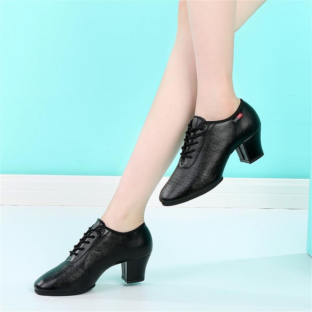 Women's Jazz Shoes, Lace-Up Dancing Sneakers for Ladies Modern Ballroom Dance Shoes Platform Walking Dance Shoes,3.5cm full sole,8.5
