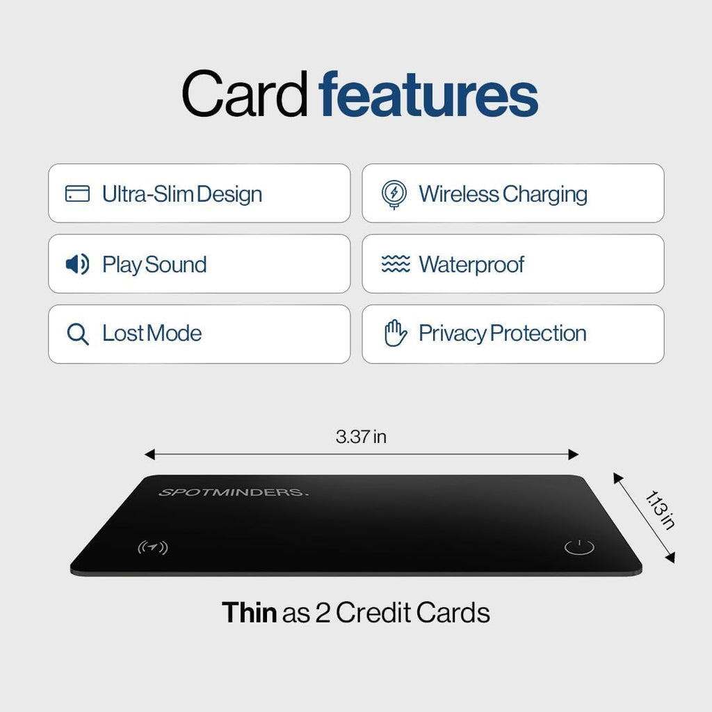 SPOTMINDERS Wallet Tracker Card Apple Find My Rechargeable IP68 Slim